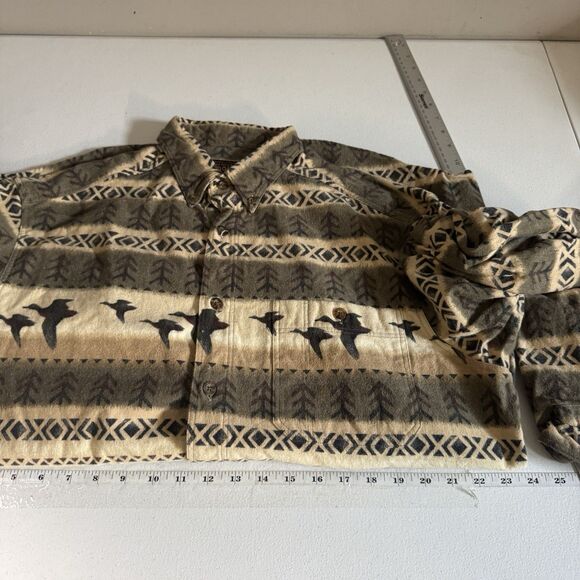 VINTAGE WOOLRICH Mens Beige Duck Chamois Long Sleeve Shirt Size L Outdoors Hunt - Picture 10 of 11